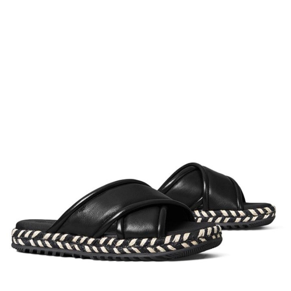 Tory Burch Cross Espadrille Slide Sandals in Black Size 11